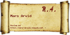 Mars Arvid névjegykártya